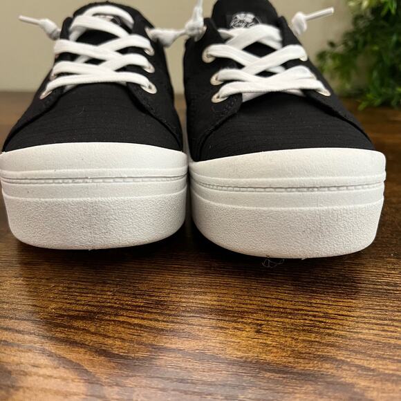 ROXY Bayshore Platform Sneakers 8.5 Black Canvas Lace Up Memory Foam Slip On - Picture 8 of 10